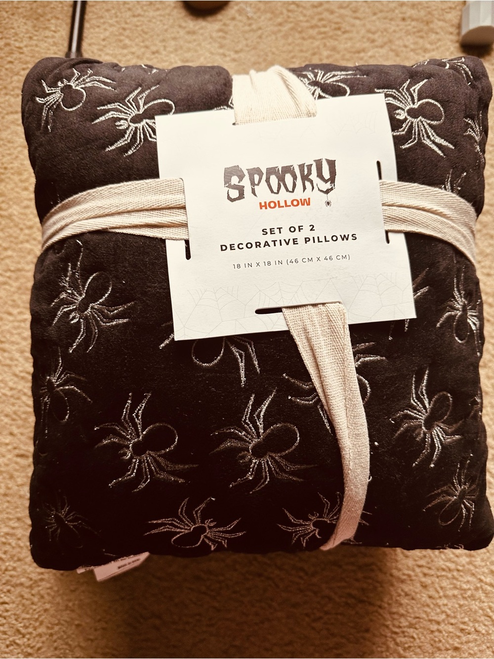 Black Spider Accent Pillow - Set of 2